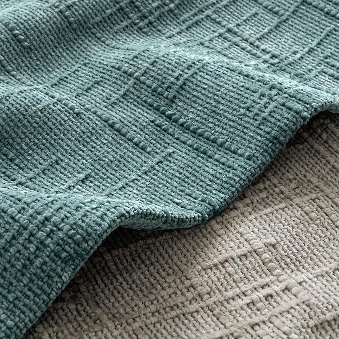 MIULEE Chenille Textured Throw Pillow Covers Teal 18x18 Set of 2 | Slubby - Image 2