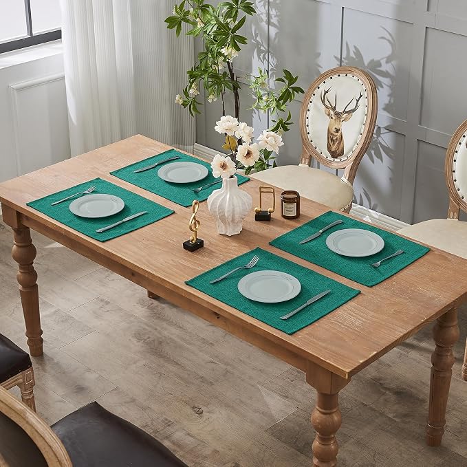 BALCONY & FALCON Placemats Set of 6 Faux Linen Cloth Place Mats Washable - Image 7