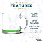 Libbey Clear Glass Coffee Mugs 13 oz. Set of 10, Bulk Pack - Perfect for Coffee, Tea, Espresso, Hot Cocoa, Other Beverages - Green Bottom