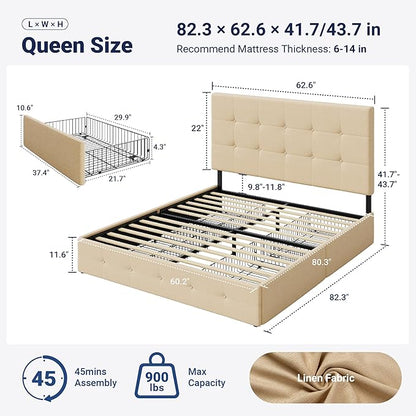 Allewie Upholstered Queen Size Platform Bed Frame - Image 2