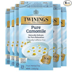 Twinings Pure Camomile Herbal Tea Individually Wrapped Bags, 25 Count (Pack of 6), Calming & Delicate, Naturally Caffeine-Free, Enjoy Hot or Iced, 150 Teabags