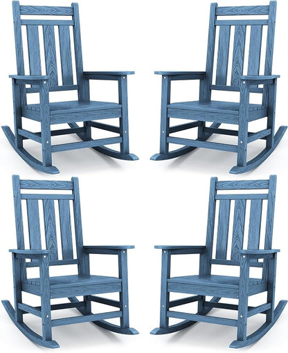 KINGYES Oversized Outdoor Rocking Chair Set of 4, All-Weather Patio Rocking by KINGYES
