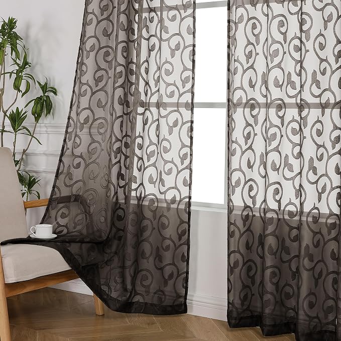 Furman Chocolate Sheer Curtains 72 inches Long - Image 3