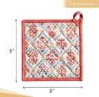 Maison d' Hermine Pot Holders 100% Cotton Heat Resistant Potholders 8" x 8" Hot Pads with Loop BBQ, Cooking, Baking, Grilling, Kitchen, Handling Hot Pans (Pack of 1, Romane)