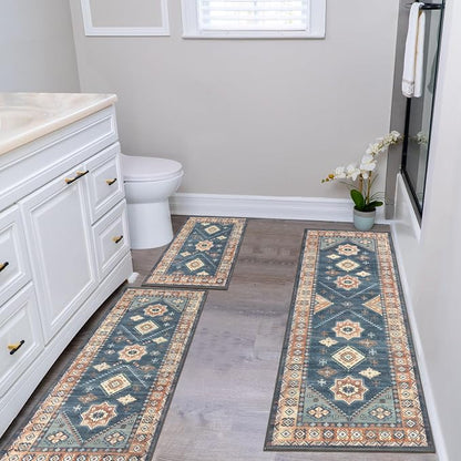 HEBE Boho Kitchen Rugs Set of 3, Non Slip Washable Kitchen Mats - Image 6