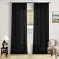 Black Pinch Pleated Linen Semi Sheer 90 Inch Curtains 2 Panels | Light Filtering by Twodrapes