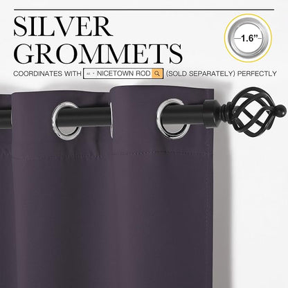 NICETOWN Greyish Purple Blackout Curtains 78 inches Length - Image 2