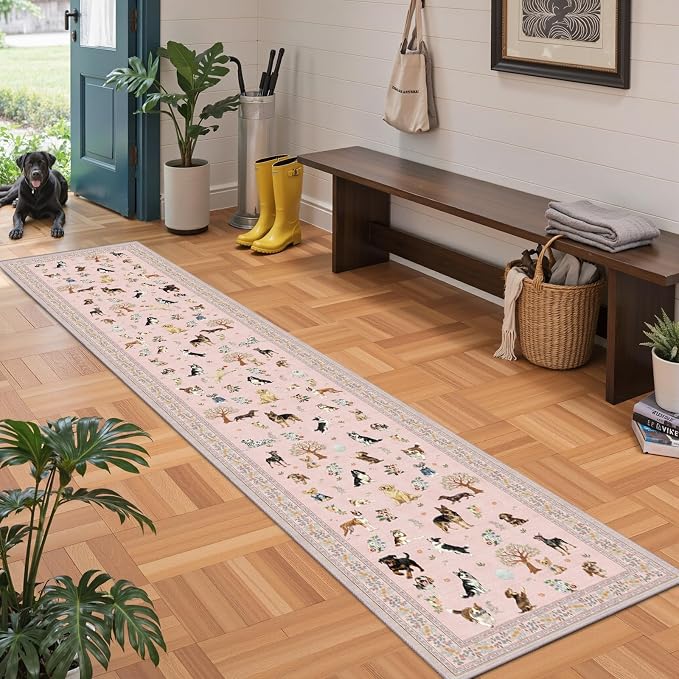 Pink Floral Hallway Runner Rug 2x8 - Image 5
