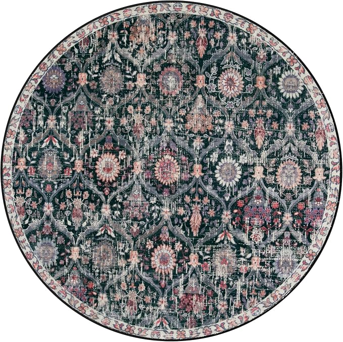 Lahome Moroccan Washable Round Area Rug, Soft Round Rug 5ft Soft Non-Slip | - Image 7