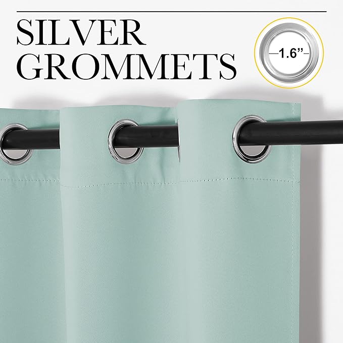 NICETOWN Aqua Blue Blackout Curtains 96" Long - Image 3