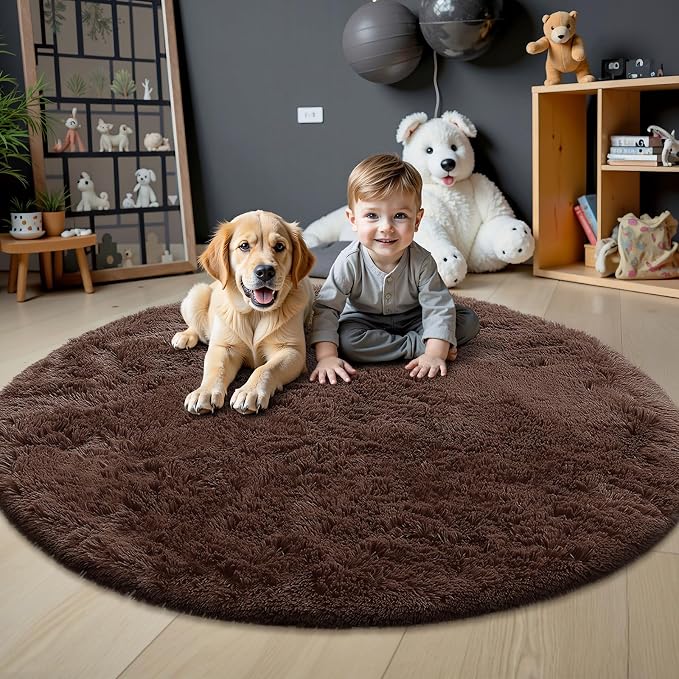 OLANLY Coffee Round Rugs for Bedroom - Image 3