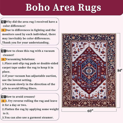 SERISSA 5x7 Washable Non Slip Boho Area Rug - Image 2