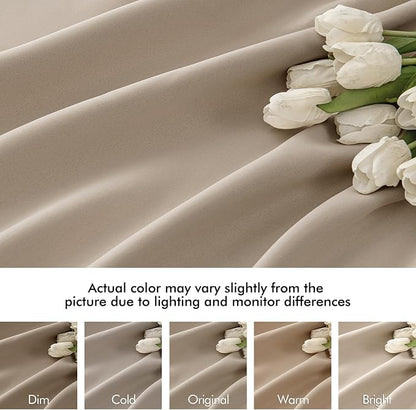 MIULEE Taupe Back Tab Blackout Curtains 52x72 Inches Long 2 Panels Set | Rod - Image 8