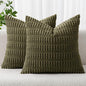 MIULEE Corduroy Decorative Throw Pillow Covers 16x16 Olive Green Pack of 2 | by MIULEE