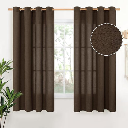 YoungsTex Brown Linen Curtains 63 Inches Length 2 Panels by YoungsTex