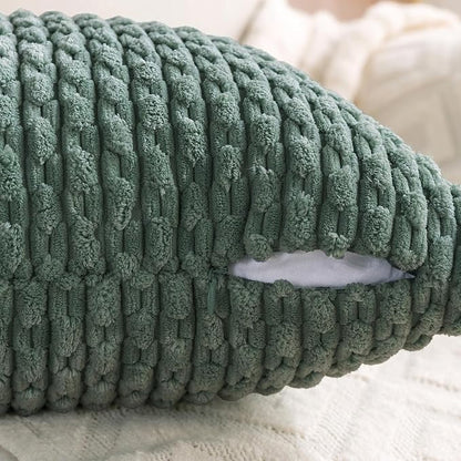 Set of 4 Teal Green Decorative Throw Pillow Covers 24x24 Inch Corduroy Pillow - Image 4