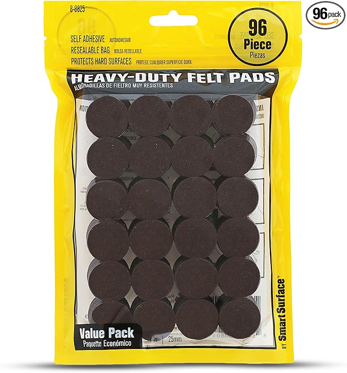 Smart Surface 8825 Heavy Duty Self Adhesive Furniture Felt Pads 1-Inch Round by Smart+Surface+Products