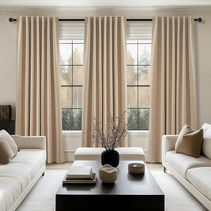 Topfinel Blackout Linen Blend Curtains 96 Inches Long 2 Panels, Back Tab and - Image 7