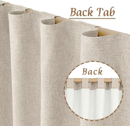 100% Blackout Linen Curtains for Small Window 40 Inches 2 Panels | Oatmeal - Image 3