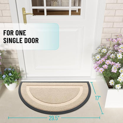 OLANLY Half Circle Front Door Mat Outside 29.5x17 All-Season Rubber Doormat | - Image 2