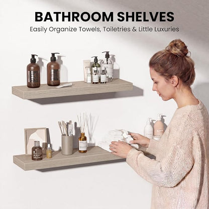 Fun Memories 36 Inch Floating Shelves Wall-Mounted, Rustic Wood Shelf - Image 5