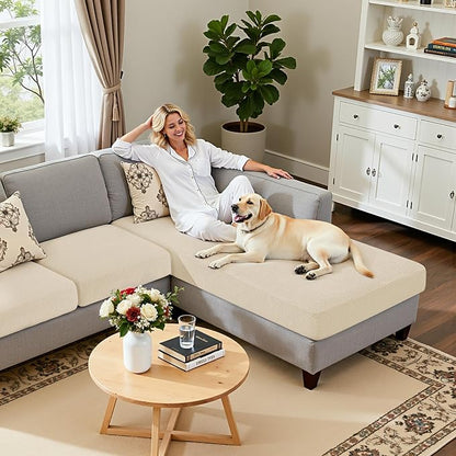 Hokway Chaise Cover and Couch Cushion Covers Set, Separate Sectional Sofa - Image 3