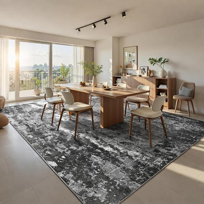 Ompaa Living Room Rug 5x7 Black Area Rug Machine Washable Boho Carpet Non Slip - Image 3