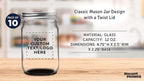 DISCOUNT PROMOS 10 Decorating Mason Jars Set, 12 oz. - Customizable Text, Logo - Canning, Aluminum Lid - Black