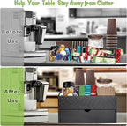 Farmhouse Coffee Bar Organizer - Wooden Countertop Station With Drawer, Pods Holder & Storage Basket