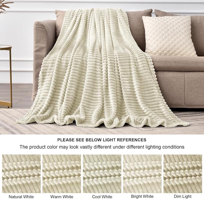 BEDELITE 3D Ribbed Jacquard Beige Blankets Queen Size - Image 8
