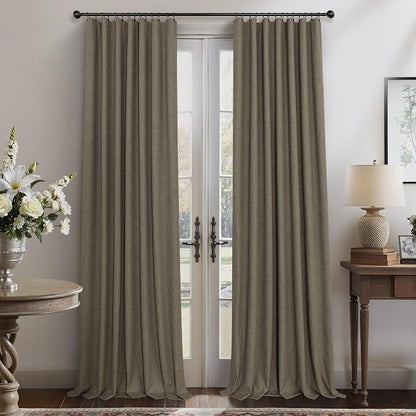 Brown Extra Long Blackout Curtains 108 Inch Long 9ft Back Tab Pocket Light - Image 9