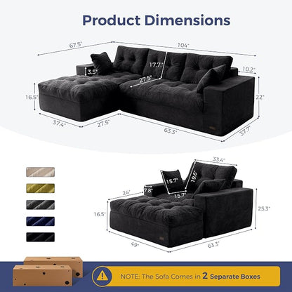MAXYOYO Sectional Sofa Couch and Chaise Lounge, L Shaped Modern Cloud Couch - Image 2
