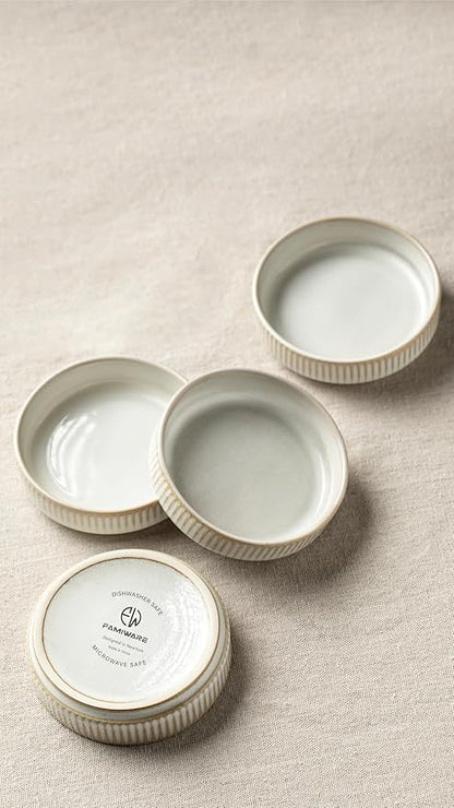 famiware Star Soy Sauce Dish Ceramic Dipping Bowls Set of 6, 4 oz Individual Dip Sauce Cups/Bowls/Dishes/Plates, Small Serving Bowl for Side Dishes, Dessert, Ice Cream, Condiments - Cappuccino White