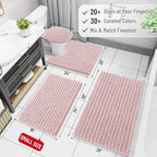 Arotive Luxury Chenille Bathroom Rug Mat, Extra Soft Thick Absorbent Shaggy Bath Rugs, Non-Slip Machine Wash Dry, Plush Bath Mats for Bathroom, Shower and Tub, 24x16, Dirty Pink