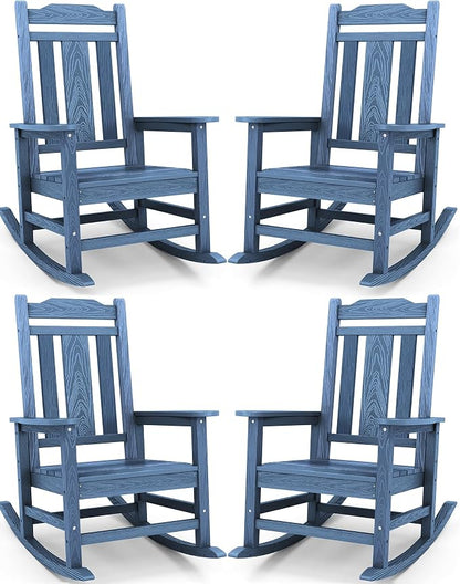 SERWALL Oversized Outdoor Rocking Chair Set of 4, All Weather Patio Rocking by SERWALL