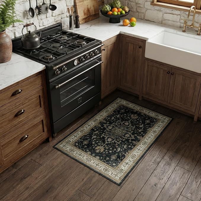 RELEANY Washable Area Rug, Small 2'x4', Water Repellent, Pet Friendly, Vintage by RELEANY