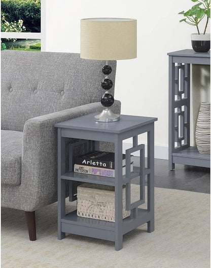 HomeStock Asian Aesthetics Square End Table, 3-Tier Wood Shelves, Stylish & - Image 2