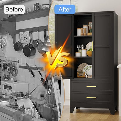 erosoei 71" H Metal Pantry Storage Cabinet, Office File Cabinets - Image 6