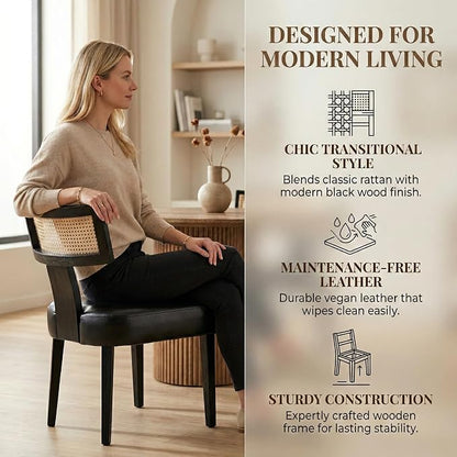 VESCASA Faux Leather Upholstered Dining Chairs - Image 4