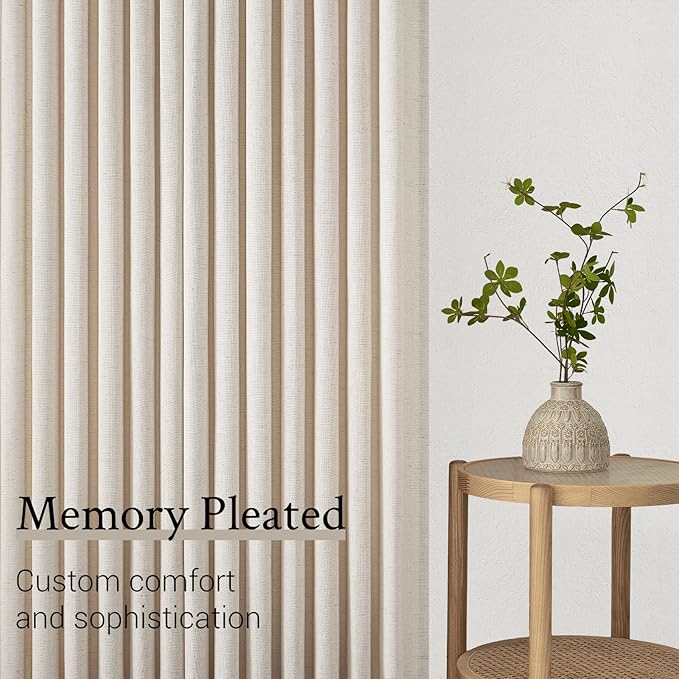 Topfinel 105 Inch Curtains 2 Panels Set, Two Packs Pinch Pleat Back Tab Linen - Image 7