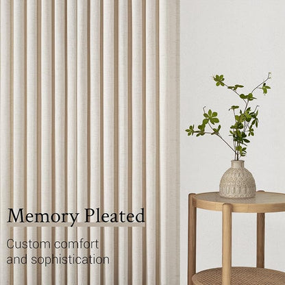 Topfinel 108 Inch Pinch Pleated Linen Curtains 2 Panels, Ivory Beige Semi Sheer - Image 7