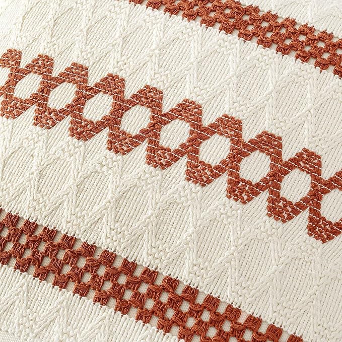 MIULEE Set of 2 Fall Burnt Orange Decorative Pillow Covers 20x20 | Farmhouse - Image 4