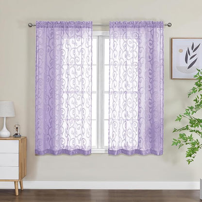 Furman Light Purple Sheer Curtains 54 Inch Length 2 Panels Set by OWENIE