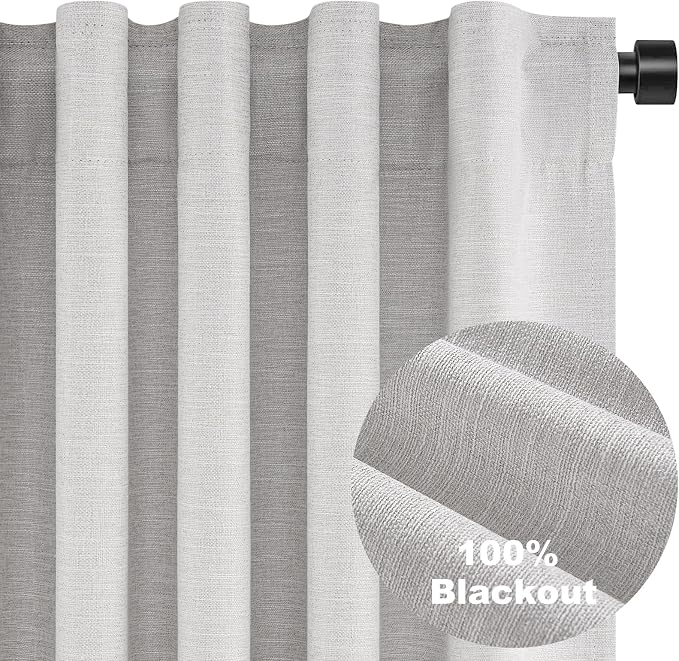 Topfinel 84 Inch Longth 40 Inch Wide 100% Blackout Linen Curtains 2 Panels Set - Image 9