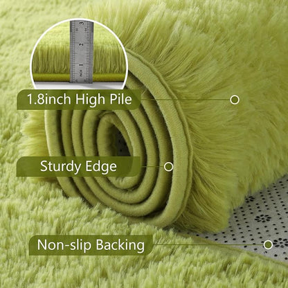 8x10 Extra Large Green Fluffy Area Rug Non-Slip - Image 6