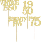 Gyufise 24Pcs 75th Birthday Cupcake Toppers Glitter Cheers to 75 Fabulous Seventy Five Vintage 1950 Cupcake Picks 75th Birthday Wedding Anniversary Party Cake Decorations Supplies Gold
