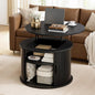 FABATO Round Lift Top Coffee Table, Fluted Wood Accent Coffee Table by FABATO