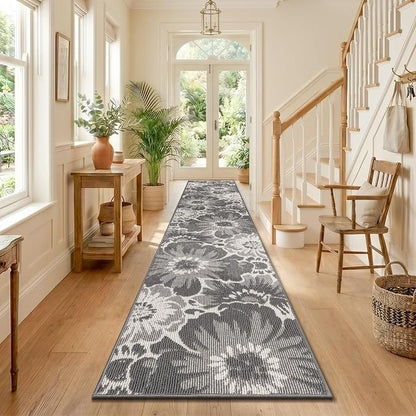 Findosom Hallway Runner Rug 2x10, Non Slip High-Low Textured Floral Washable - Image 3