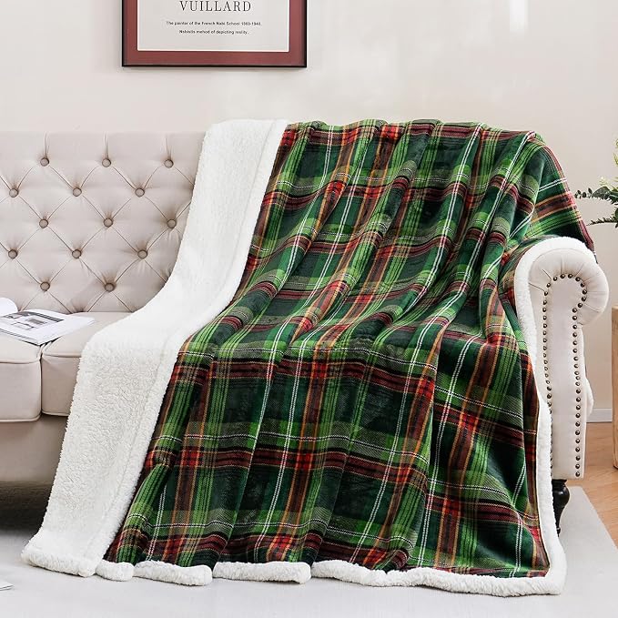 PU MEI Sherpa Fleece Throw Blanket 60" x 80" Reversible Plush Fluffy Large Big by HOME
