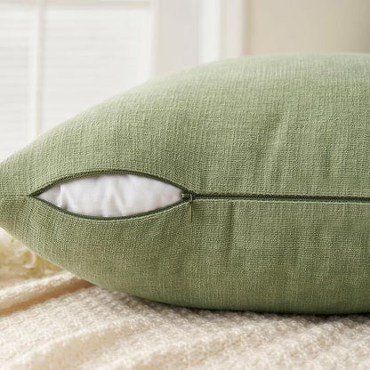 MIULEE Sage Green Chenille Couch Throw Pillow Covers, 20x20 | Set of 2 - Image 5